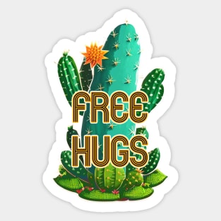 Free Hugs Cactus Sticker